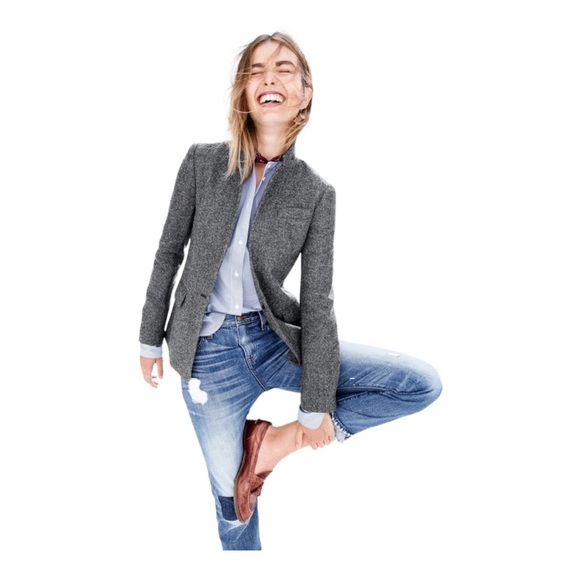 J. Crew Jackets & Blazers - J. Crew Regent Blazer Donegal Wool Schoolboy One Button Tweed in Grey Size 2